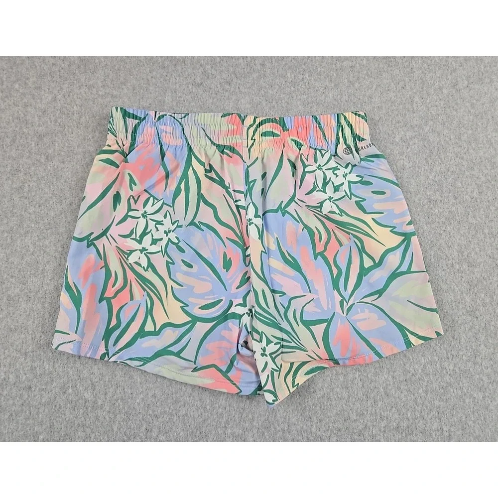 Adidas Running Athletic‎ Shorts Girls X-Large (16) Floral Blue Print Lined NWT
